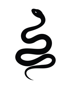 snake silhouette, Snake silhouette vector icon, black cobra and anaconda symbols, curved serpent illustration, isolated reptile logo design
