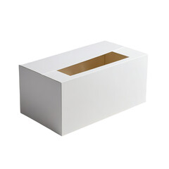 Naklejka premium White rectangular box with a dispensing slot, against a black background