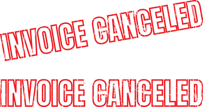 Two red rubber stamps with the text "INVOICE CANCELED" on a white background, one angled.