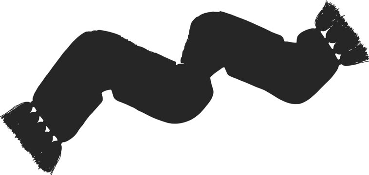 Black silhouette of a person lying down on their side isolated on white background
