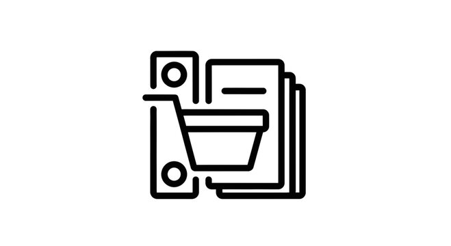 Shopping Cart Icon with Documents and Folders, Business and Finance Concept