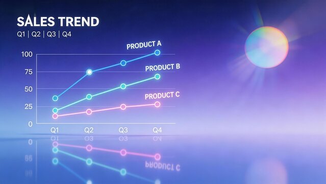 Sales trend graph with product lines