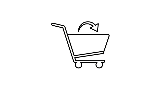 Shopping cart icon with return arrow, e-commerce concept, online shopping, delivery, return policy