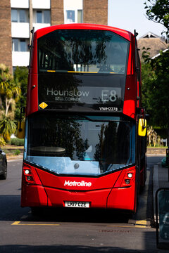 Double-Decker Bus Operated By Metroline, Hounslow E8 Bus Route, West London, England, UK - May 2026