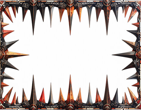 Dark fantasy spiky metal frame border.
