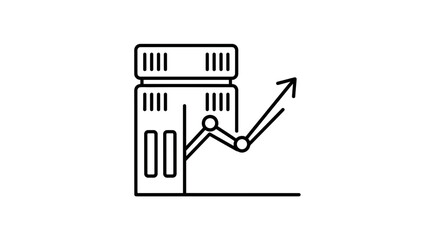 Obraz premium Financial Growth Chart Icon with Server Rack, Business Data Analysis and Technology Concept