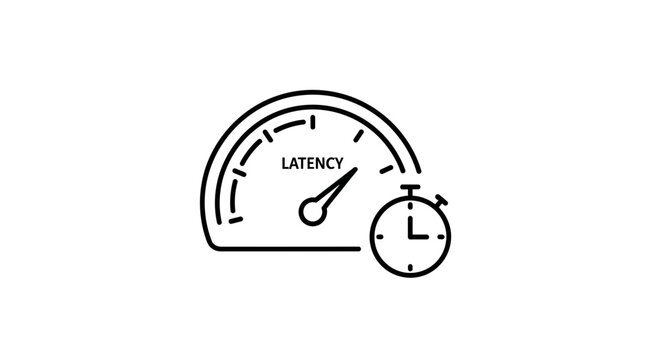 Latency Speedometer Icon with Stopwatch, Network Speed and Performance Concept