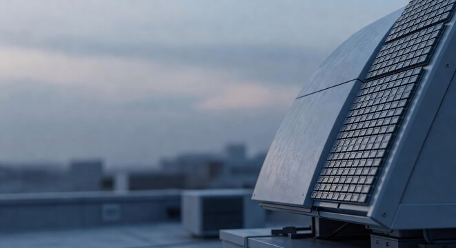 5G antenna array panel on urban rooftop environment, 5G infrastructure technology