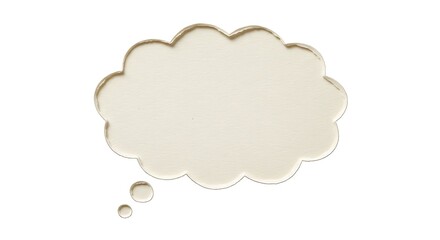 Naklejka premium A beige thought bubble with a gold outline on an isolated white background for communication and messaging concepts