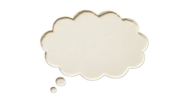 A beige thought bubble with a gold outline on an isolated white background for communication and messaging concepts
