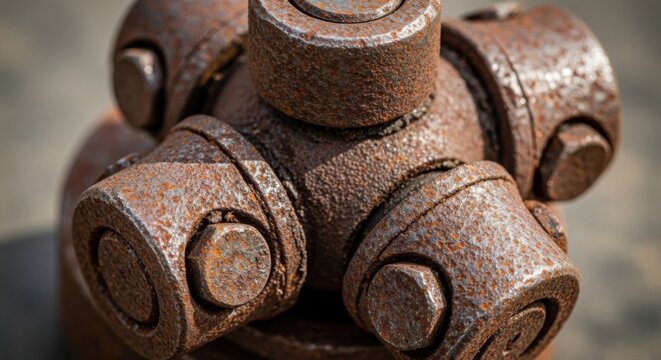 Close-up of rusty metal universal joint
