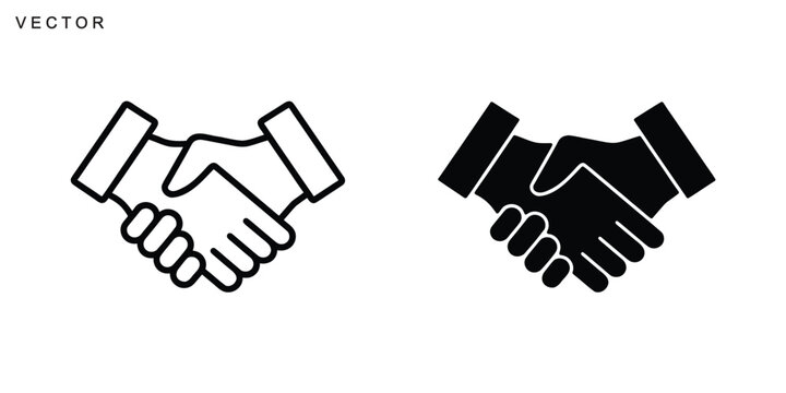 Modern handshake icon, Business agreement handshake vector silhouette,  partnership, friendship symbol, Vector illustration