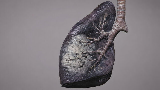 Photorealistic 3D Human Lung with Focal Consolidation and Branching Air Bronchograms, Realistic Pleural Texture, Airway Branching, Medical Anatomy Render