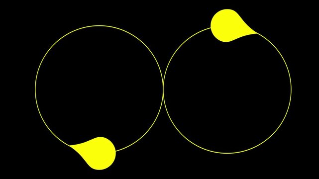 Two overlapping yellow dotted circles on a black background with glowing dots at intersection points in a loop animation