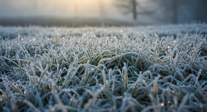 Frosty grass in morning light.