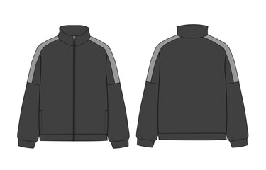 Track Jacket Template Front and Back View  © ClothingArtStudio 