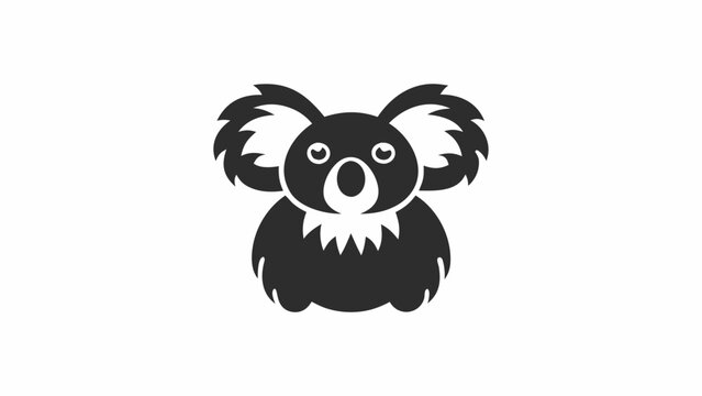 Black koala head vector icon, cute marsupial face, wildlife symbol, monochrome illustration