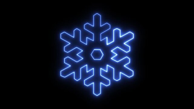 christmas snowflake on black background. Snowflake Icon Animation, Winter Symbol Motion Graphic.