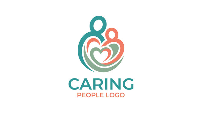 A logo illustrating a caring connection between figures, emphasizing love, support, and human interaction, highlighting the essence of relationships in caregiving environments.
