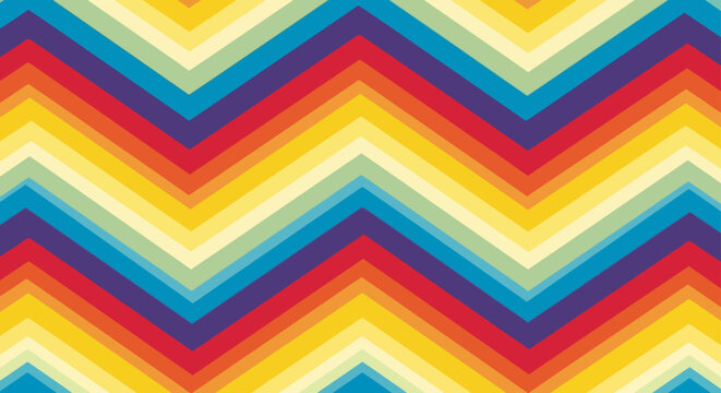 seamless rainbow chevron pattern a colorful background with vibrant retro 70s aesthetic ideal for graphic design web or print projects.