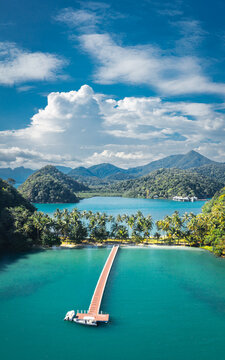 Beautiful tropical beach azure ocean at exotic island Koh Chang, Thailand