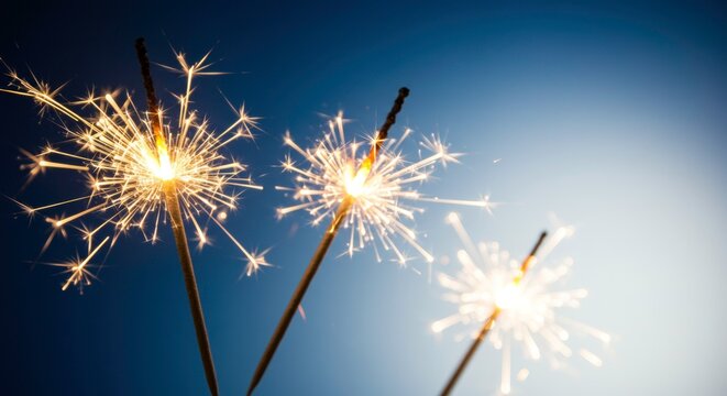 Sparklers Burning in Dark Background.