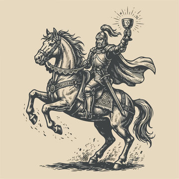Medieval Knight on Horseback Charging.