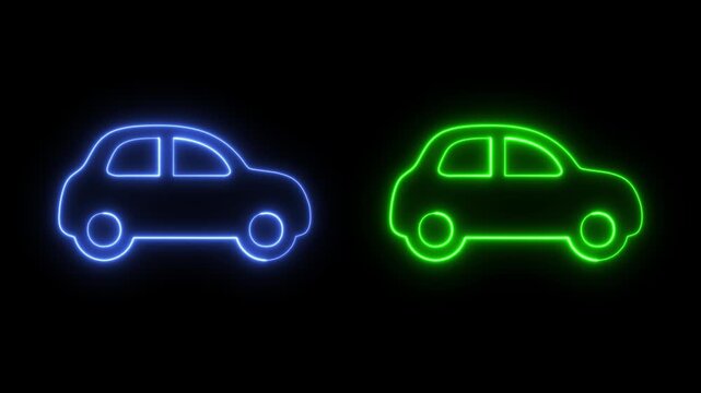 blue and green car icon Animation