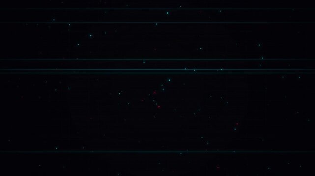Glitch effect with floating blue and red digital particles on a dark background, perfect for sci-fi intros, tech promos and gaming.