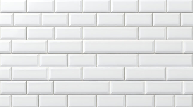 Matte white subway tile background for modern minimalist kitchen and bathroom interior design with realistic grout lines and ceramic brick wall surface for architectural mockup design