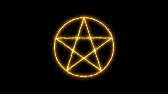 Glowing Inverted Pentagram with Neon Fire Effect, Five Pointed Star Animation
