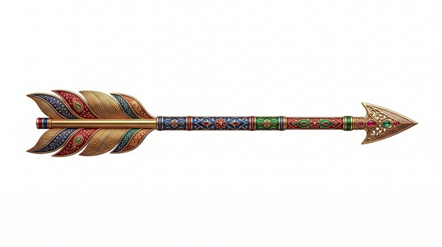 Traditional Decorative Indian Arrow Inspired by Ancient Warrior Mythology and Royal Heritage for Cultural Festival and Historical Artwork