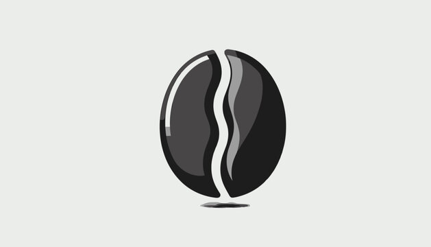 Single Dark Roasted Coffee Bean with a Distinctive Split.