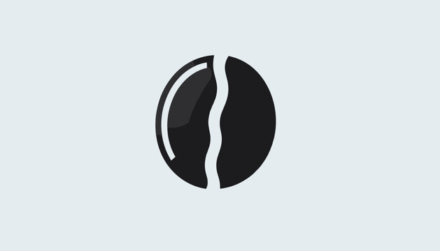 Single Coffee Bean Icon with a Split Down the Middle.