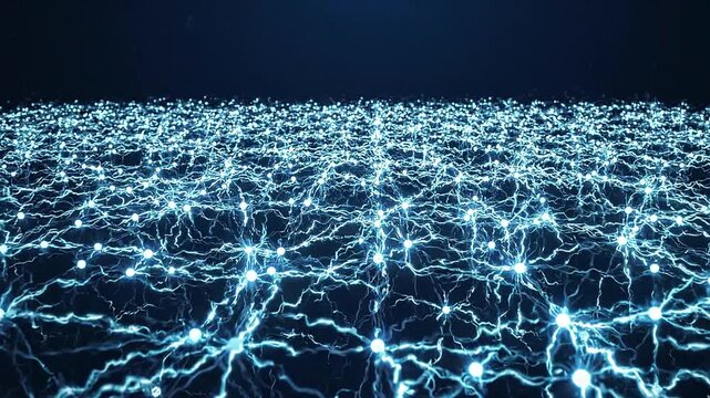 Digital neural network energy lightning animation.