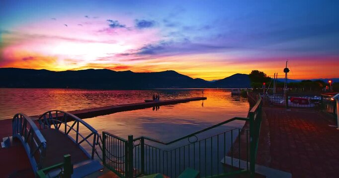 Relaxing sunset in Ranco on Lake Maggiore