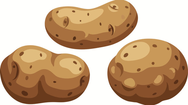 This cheerful illustration features three quirky potatoes with unique shapes, emphasizing the fun side of food and the joy of cooking, perfect for culinary-themed projects.