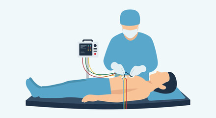 Obraz premium Surgeon Performing Procedure on Patient with Medical Monitoring Equipment