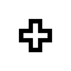 Obraz premium Black cross symbol on white background isolated