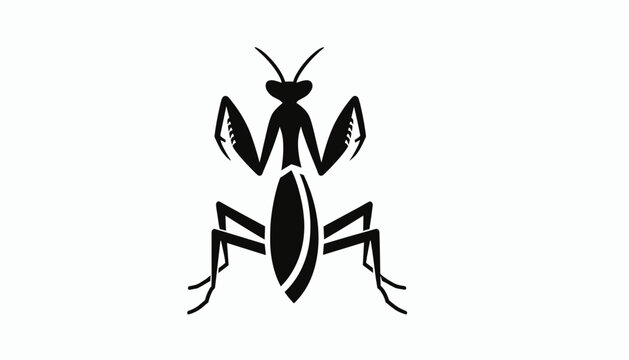 Praying Mantis Silhouette Icon Symbol.