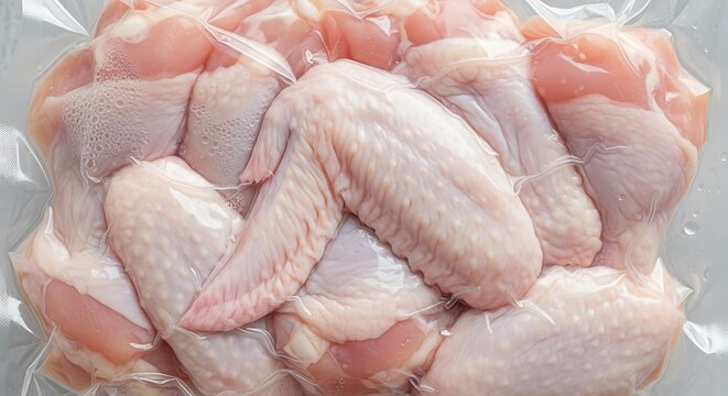 Raw Chicken Wings in Clear Plastic Packaging
