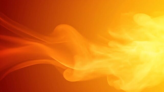 Abstract flowing smoke or vapor against an orange and yellow gradient
