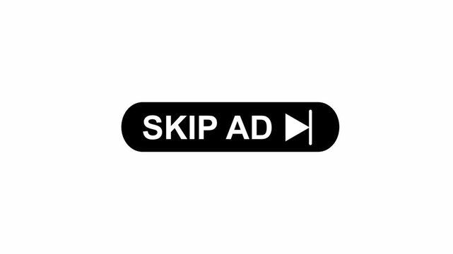 Skip Advertisement Button with Mouse Cursor Click Animation. Animated Skip Ad Sign. Skip Ad Button Animation with Clicking Mouse Icon