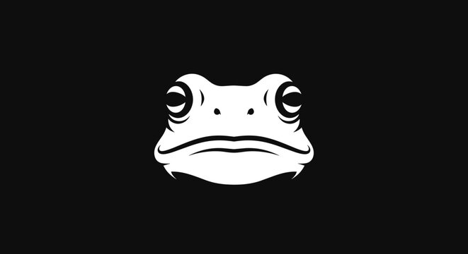 Frog face close up white silhouette.