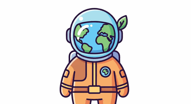 Astronaut Helmet Reflecting Earth and Leaf Symbolizing Environmentalism.