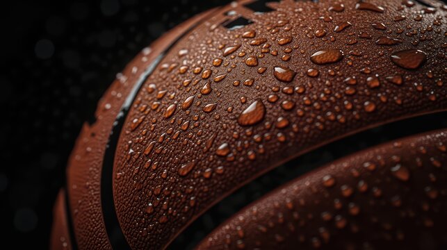 Wet Basketball Macro Shot.