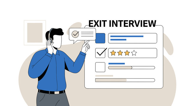 Exit Interview Survey Illustration: Employee Feedback and Human Resources