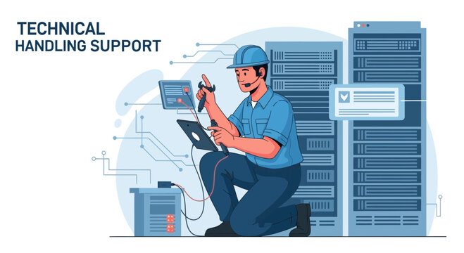 IT Technician Performing Server Maintenance and Network Support
