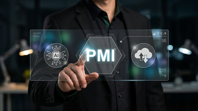 Businessman Using PMI Project Management Integration AI Cloud Technology Platform