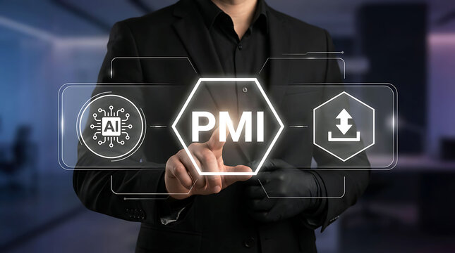 Businessman Using PMI Project Management Integration AI Technology Interface